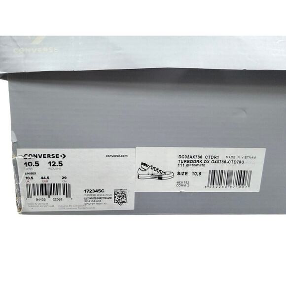 Rick Owens DRKSHDW x Converse TURBODRK Chuck 70 OX – White/Black – Men’s 10.5